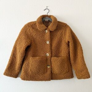 Girls Warm Fuzzy Brown Boucle Jacket 10/12
